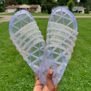 Silver Blinged out slides